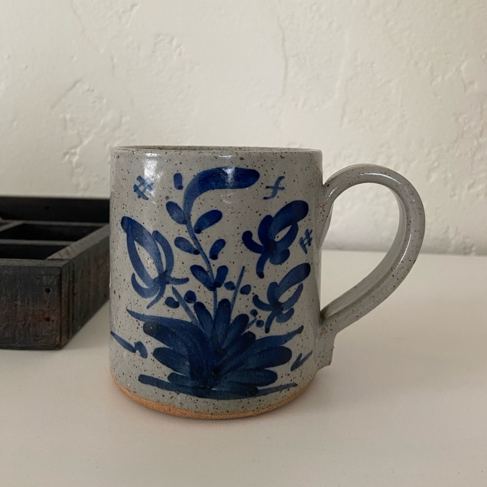 Vintage Bastine blue earthenware ceramic mug